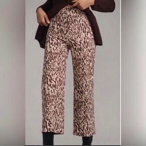 Anthropologie Maeve The Colette Wide Leg Cropped Animal Print Pants 29 High Rise